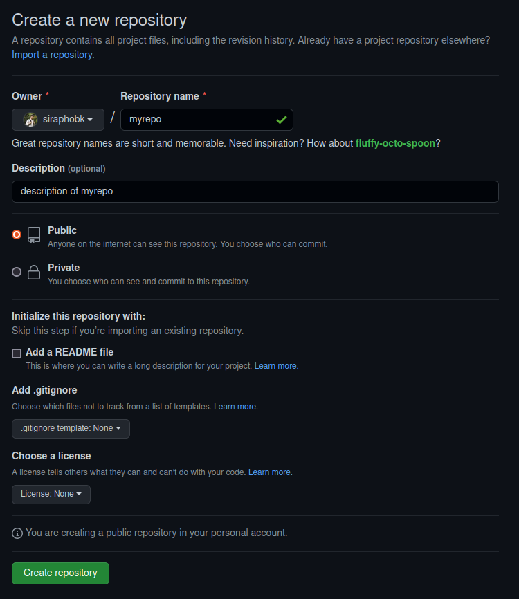 github demo repo create
