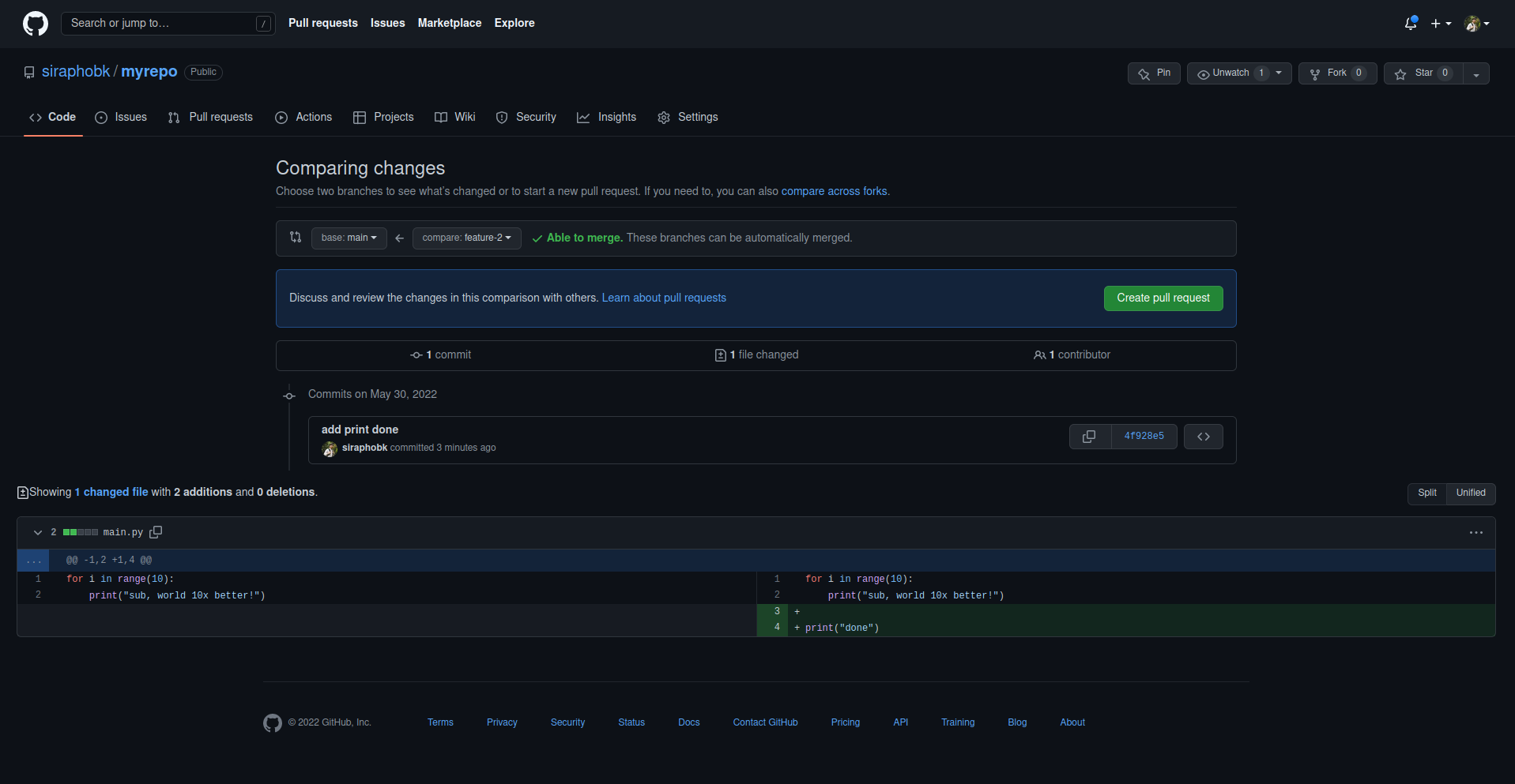 pr comparing branches