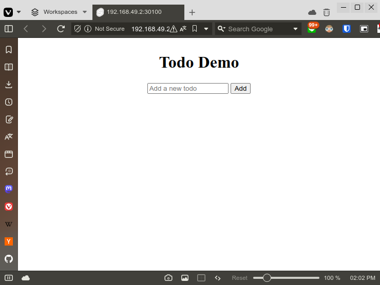 demo application page